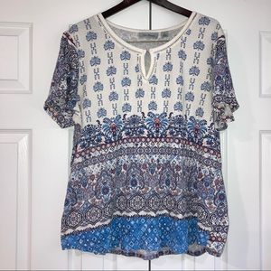 Jason Maxwell Paisley Boho Short Sleeve Blouse XL